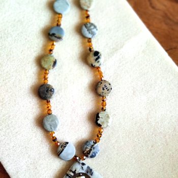 Leopard Jasper and Czech Glass necklace