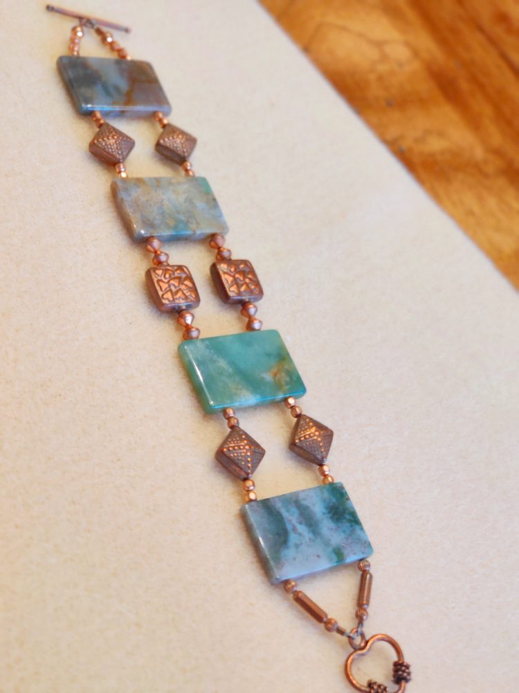 Woodland Bracelet of Greens and Coppers and Agates